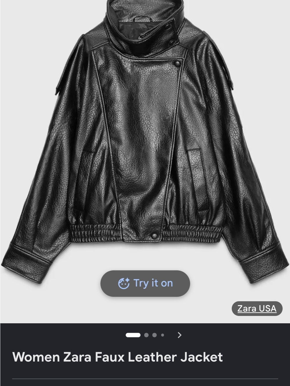 Zara Black Faux Leather Moto Jacket